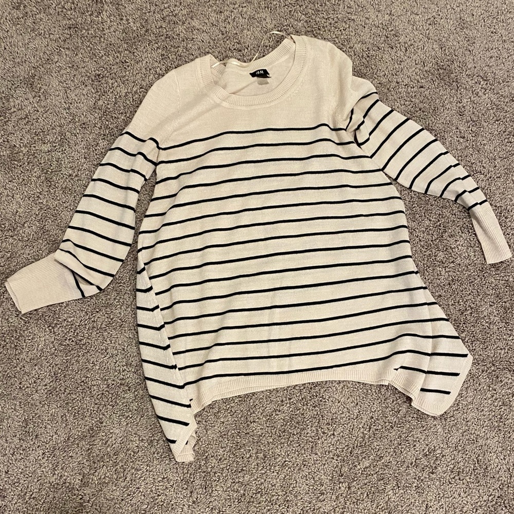H&M Striped Sweater/Tunic, Small, Beige/Black